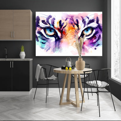 Abstracte tijgerogen in kleurrijke aquarelstijl poster