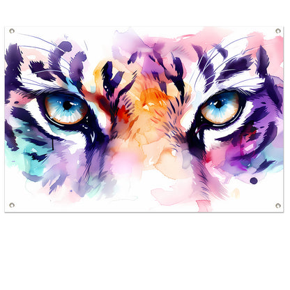 Abstracte tijgerogen in kleurrijke aquarelstijl tuinposter