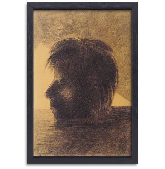 Hoofd van Orpheus drijvend in het water - Odilon Redon canvas met baklijst