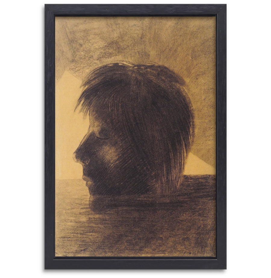 Hoofd van Orpheus drijvend in het water - Odilon Redon canvas met baklijst