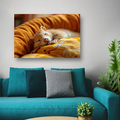 Slapende Fret op Zacht Kussen canvas