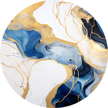 Abstracte Blauwe en Gouden Sierlijkheid aluminium muurcirkel