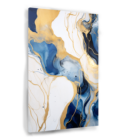 Abstracte Blauwe en Gouden Sierlijkheid Acrylglas