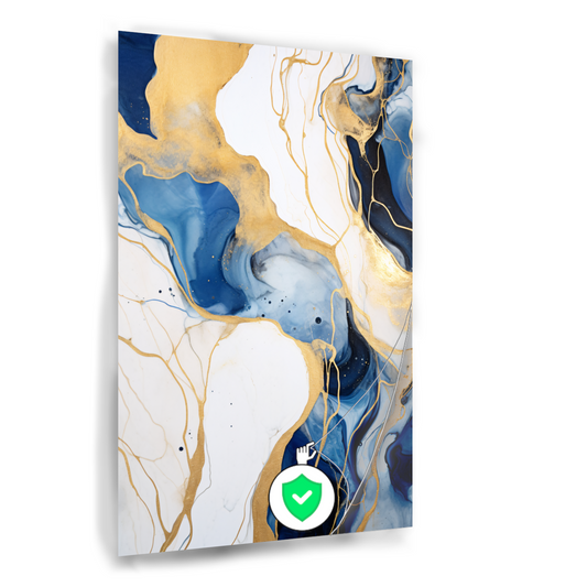 Abstracte Blauwe en Gouden Sierlijkheid poster