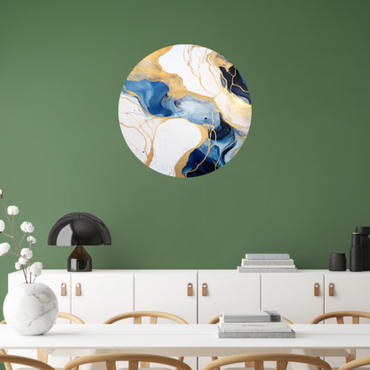 Abstracte Blauwe en Gouden Sierlijkheid aluminium muurcirkel