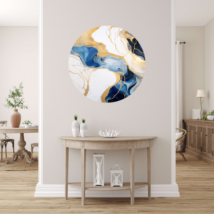 Abstracte Blauwe en Gouden Sierlijkheid aluminium muurcirkel