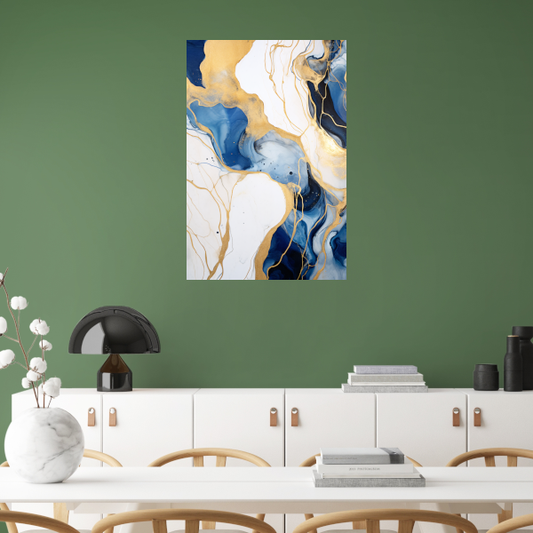 Abstracte Blauwe en Gouden Sierlijkheid poster