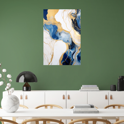Abstracte Blauwe en Gouden Sierlijkheid poster