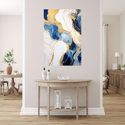 Abstracte Blauwe en Gouden Sierlijkheid poster