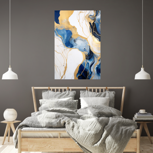 Abstracte Blauwe en Gouden Sierlijkheid poster