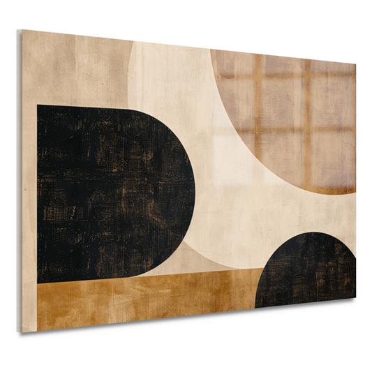 Abstracte Beige en Zwarte Organische Vormen acrylglas