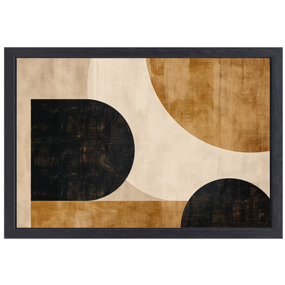 Abstracte Beige en Zwarte Organische Vormen canvas met baklijst