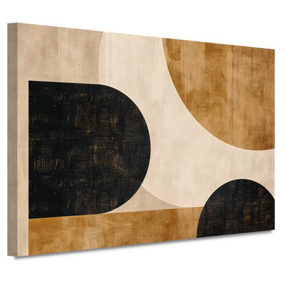 Abstracte Beige en Zwarte Organische Vormen canvas