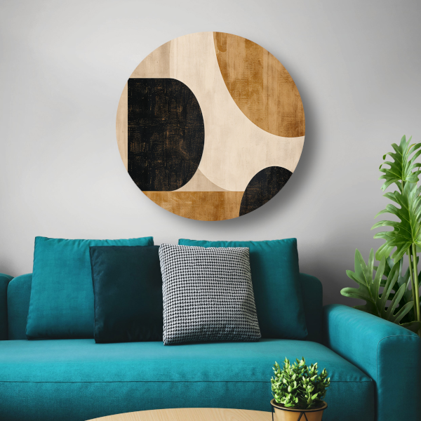Abstracte Beige en Zwarte Organische Vormen forex muurcirkel