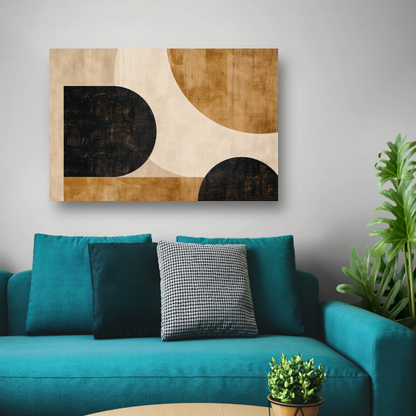 Abstracte Beige en Zwarte Organische Vormen canvas