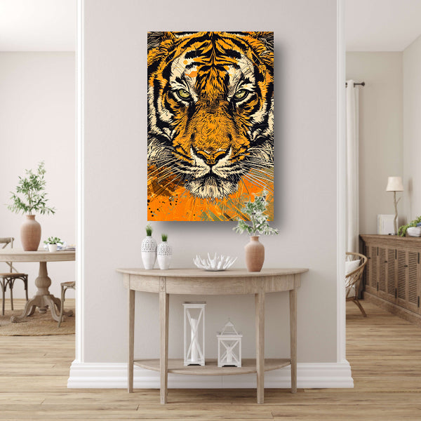 Prachtige tijger lijnkunst in dynamische kleuren acrylglas