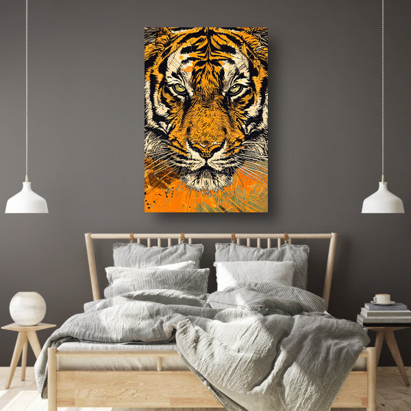 Prachtige tijger lijnkunst in dynamische kleuren acrylglas