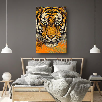 Prachtige tijger lijnkunst in dynamische kleuren acrylglas