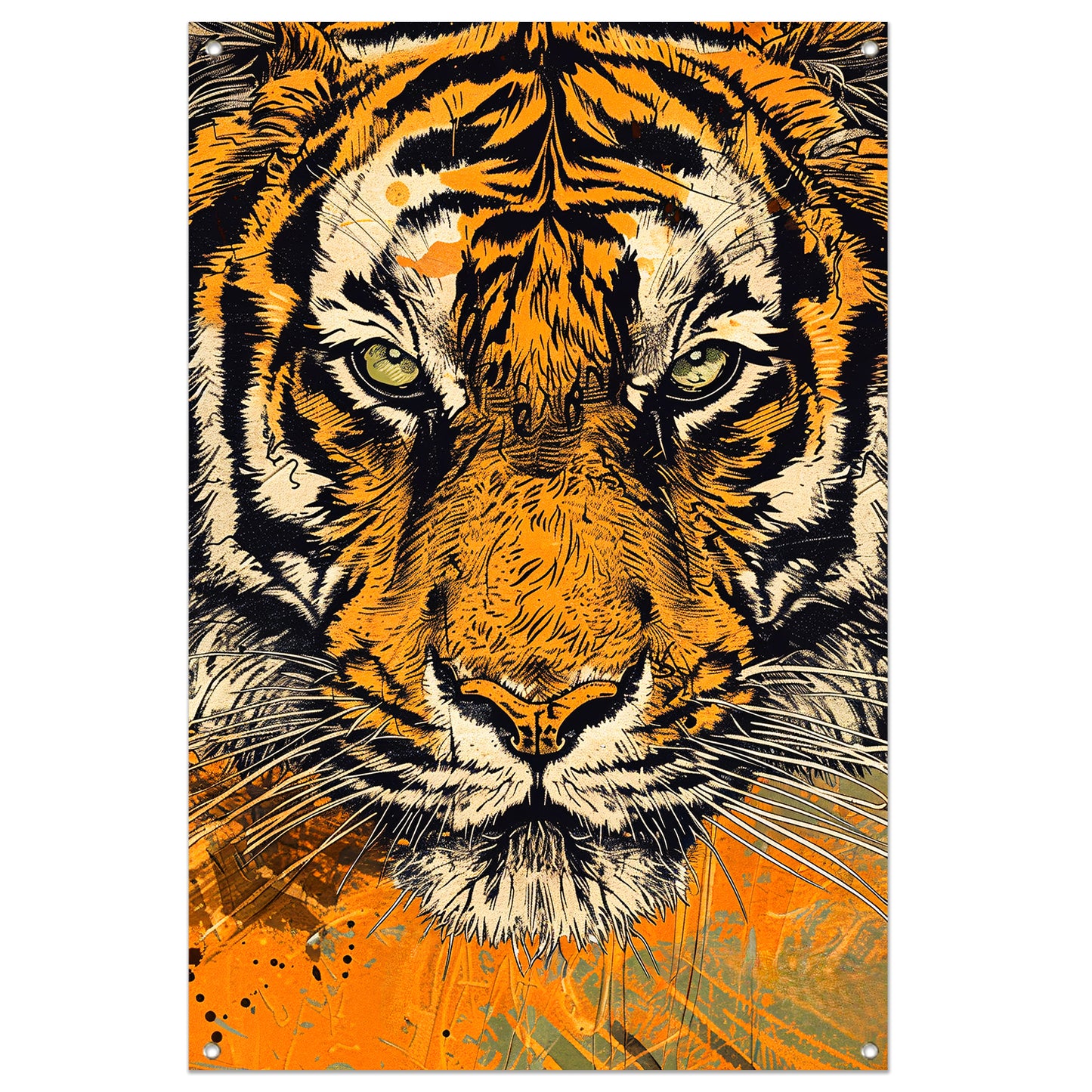 Prachtige tijger lijnkunst in dynamische kleuren tuinposter