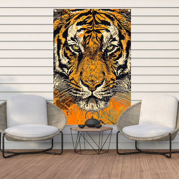 Prachtige tijger lijnkunst in dynamische kleuren tuinposter