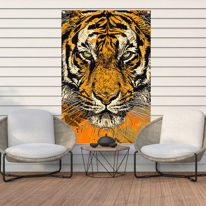 Prachtige tijger lijnkunst in dynamische kleuren tuinposter