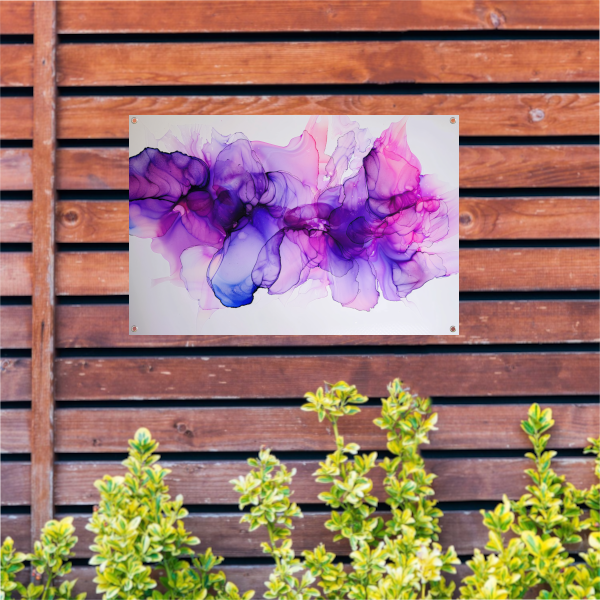 Abstracte Werveling van Paars en Blauw tuinposter
