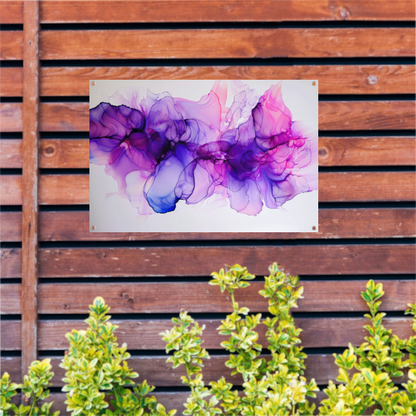 Abstracte Werveling van Paars en Blauw tuinposter