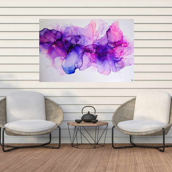 Abstracte Werveling van Paars en Blauw tuinposter