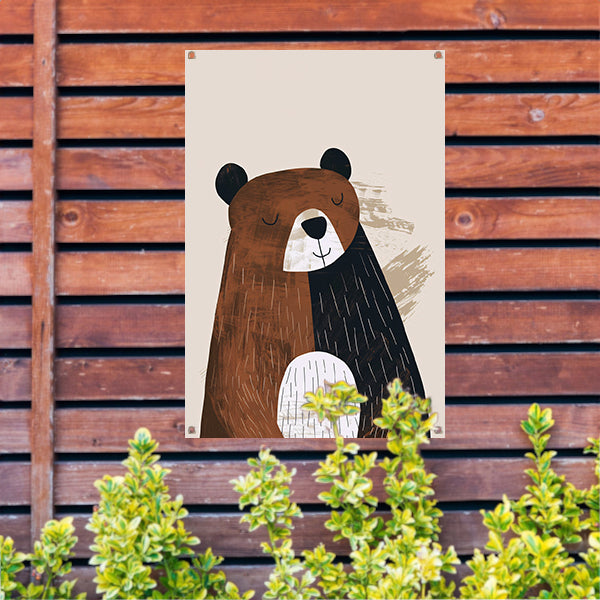 Minimalistisch illustratie van een bruine beer tuinposter