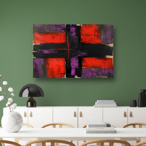 Abstract modern schilderij met dynamische lijnen canvas