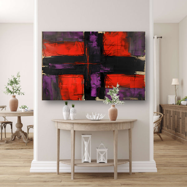 Abstract modern schilderij met dynamische lijnen canvas