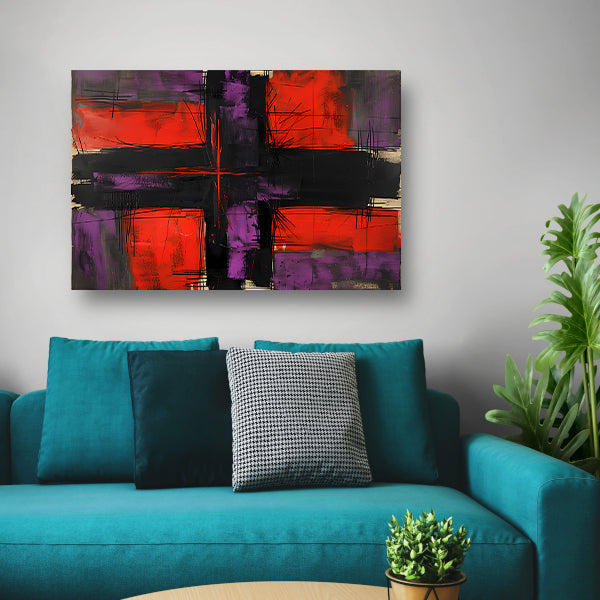 Abstract modern schilderij met dynamische lijnen canvas