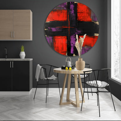 Abstract modern schilderij met dynamische lijnen aluminium muurcirkel