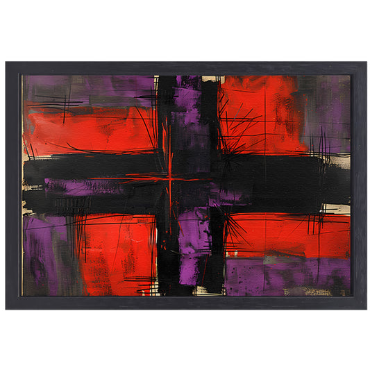 Abstract modern schilderij met dynamische lijnen canvas met baklijst