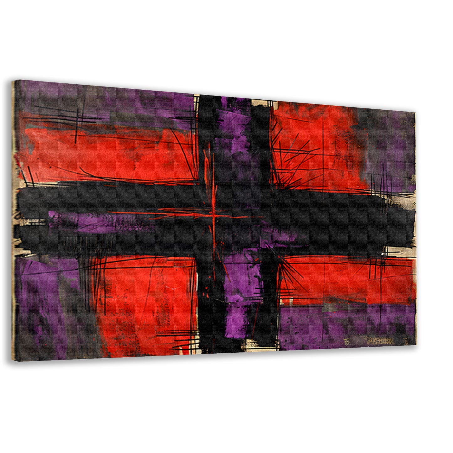 Abstract modern schilderij met dynamische lijnen canvas