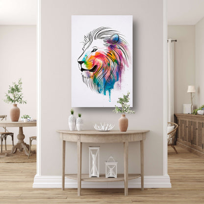 Abstracte Kleurrijke Leeuw in Lijnen acrylglas