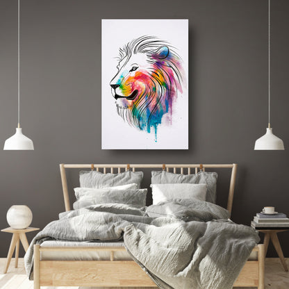 Abstracte Kleurrijke Leeuw in Lijnen poster