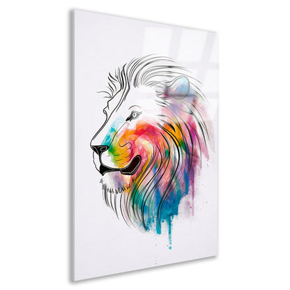 Abstracte Kleurrijke Leeuw in Lijnen acrylglas