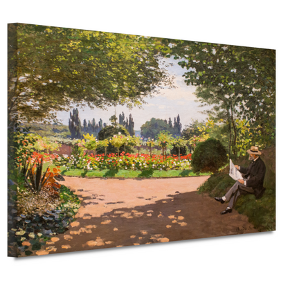 Adolphe Monet in de tuin van Le Coteau in Sainte-Adresse - Claude Monet canvas