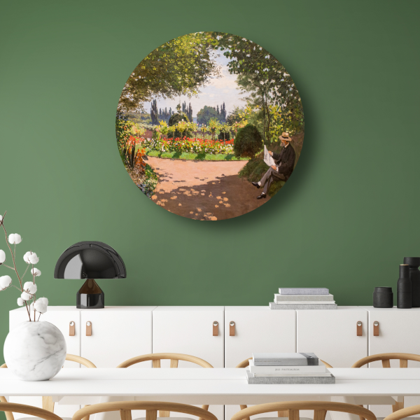 Adolphe Monet in de tuin van Le Coteau in Sainte-Adresse - Claude Monet forex muurcirkel