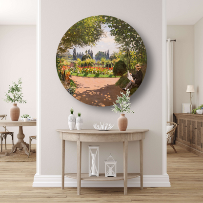 Adolphe Monet in de tuin van Le Coteau in Sainte-Adresse - Claude Monet forex muurcirkel