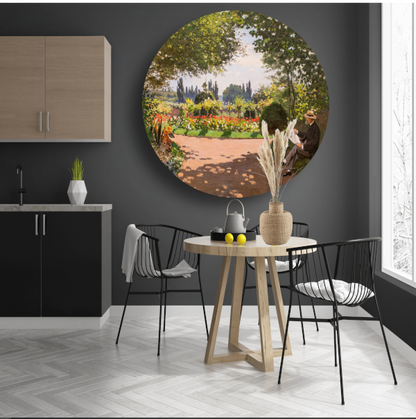 Adolphe Monet in de tuin van Le Coteau in Sainte-Adresse - Claude Monet forex muurcirkel