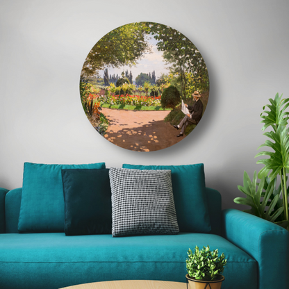 Adolphe Monet in de tuin van Le Coteau in Sainte-Adresse - Claude Monet forex muurcirkel