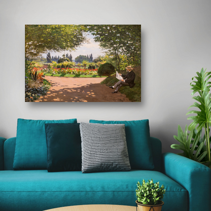 Adolphe Monet in de tuin van Le Coteau in Sainte-Adresse - Claude Monet poster