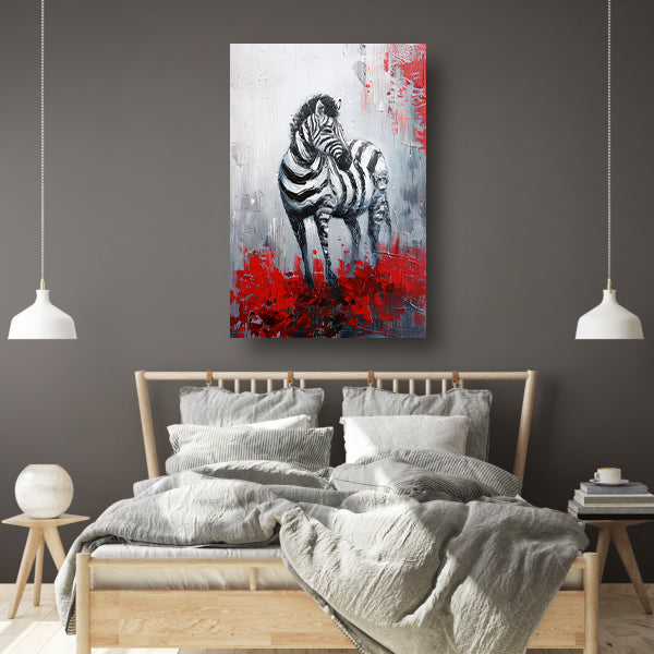 Abstract schilderij van zebra met rode accenten poster