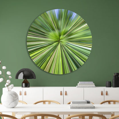 Abstracte Groene Explosie van Beweging en Licht aluminium muurcirkel