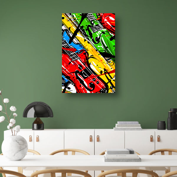 Kleurrijk Abstract gitaar kunst canvas