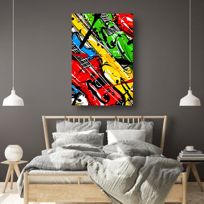 Kleurrijk Abstract gitaar kunst canvas