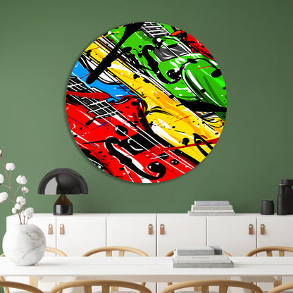 Kleurrijk Abstract gitaar kunst forex muurcirkel