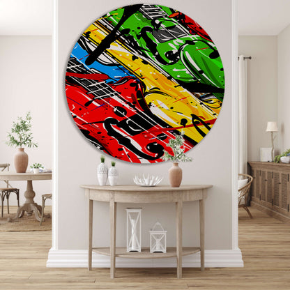 Kleurrijk Abstract gitaar kunst forex muurcirkel